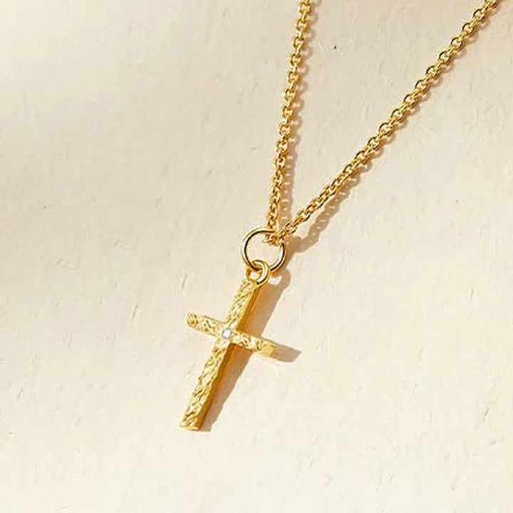 Gold Initial Cross Necklace Set