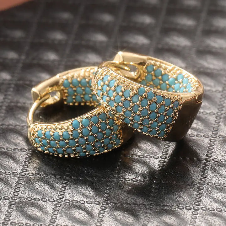 Turquoise Gold Hoop Earrings