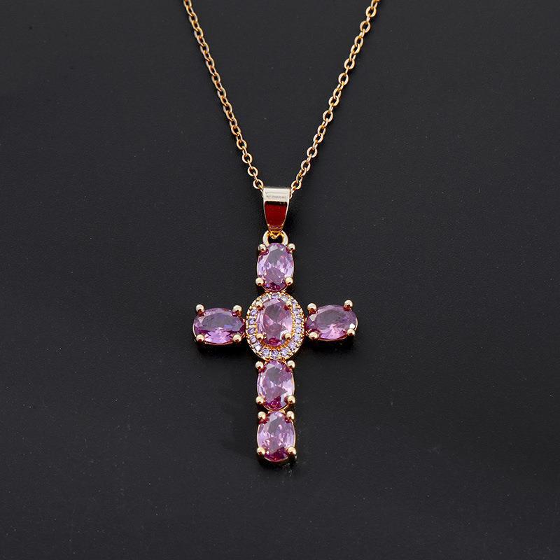 Colorful Gemstone Cross Necklaces