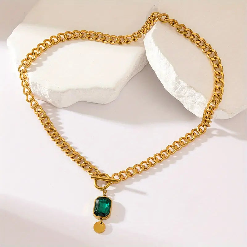 Emerald Stone Gold Necklace
