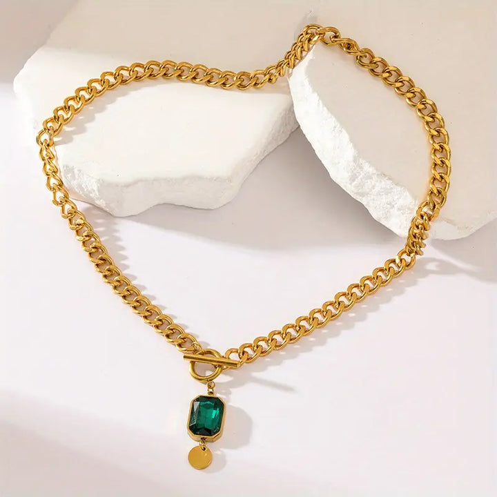 Emerald Stone Gold Necklace