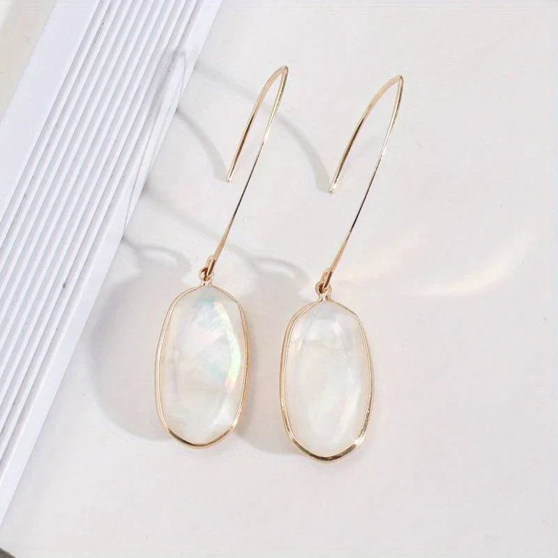 White Stone Drop Earrings