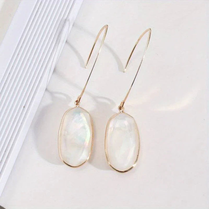 White Stone Drop Earrings