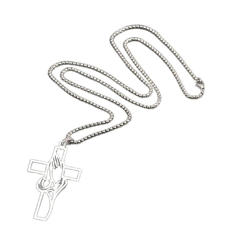 Praying Hands Cross Pendant