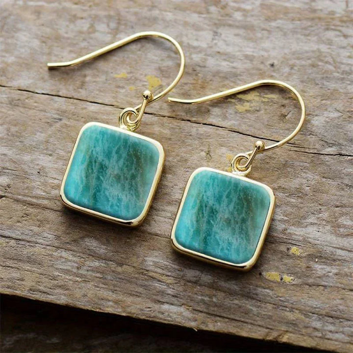 Vintage Square Turquoise Stone Earrings