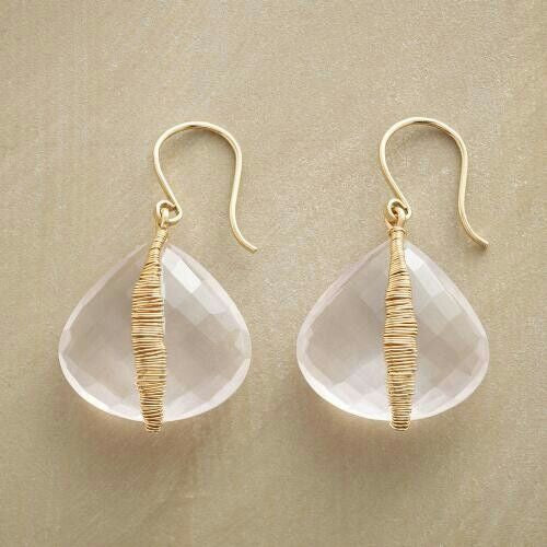 Handcrafted Gold Earrings with White Crystals