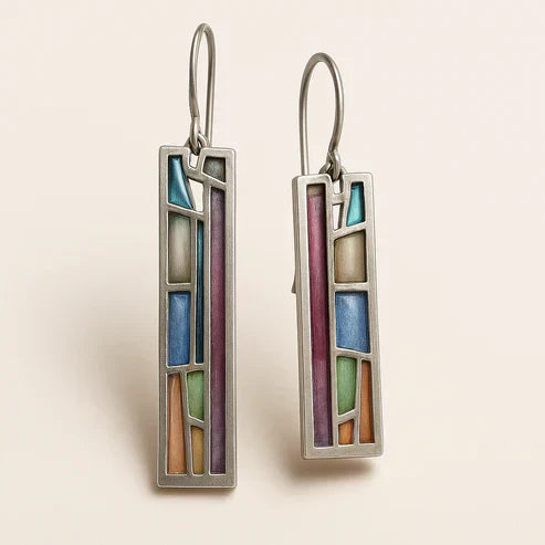 Vintage Mosaic Silver Earrings