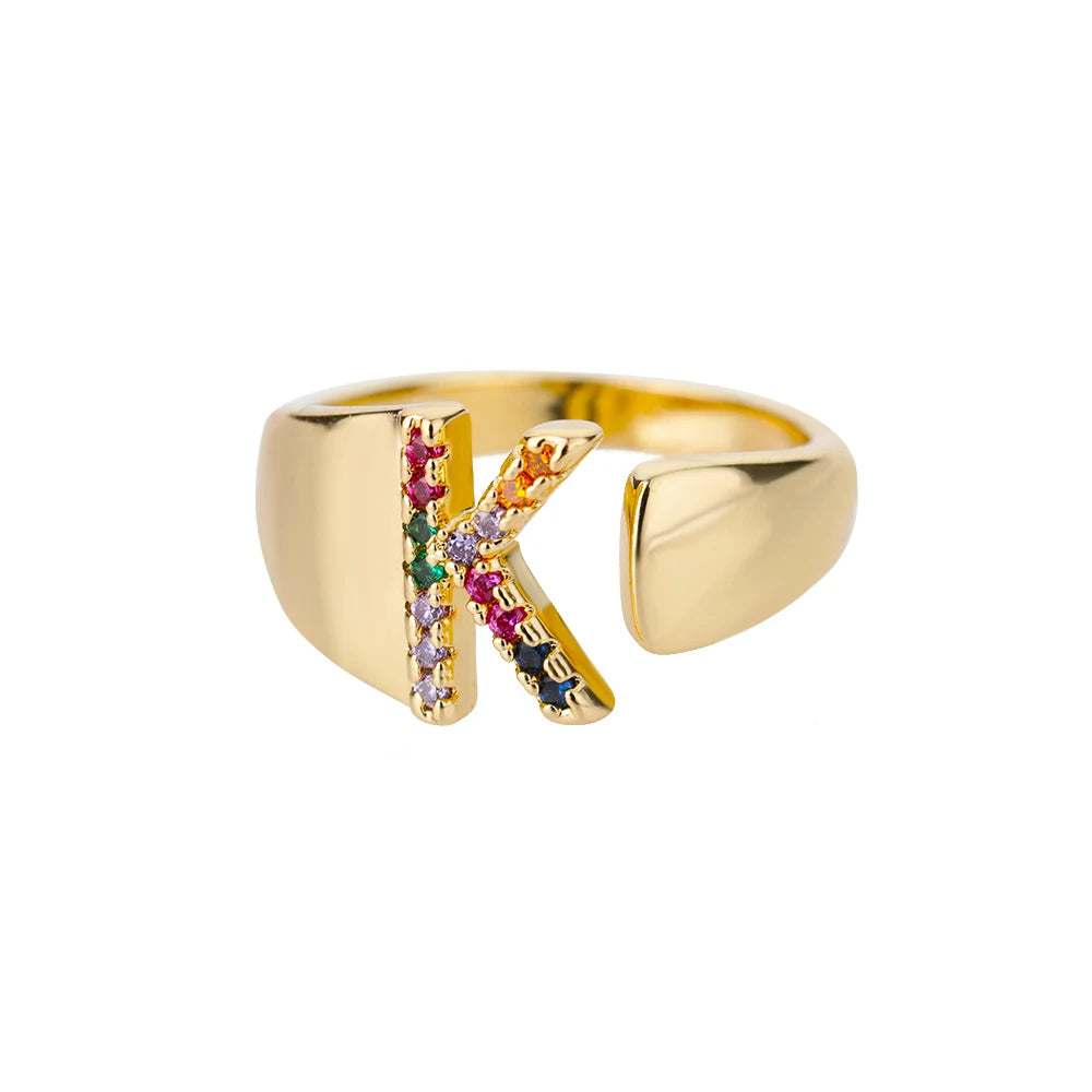 Adjustable Personalized Gold Letter Ring