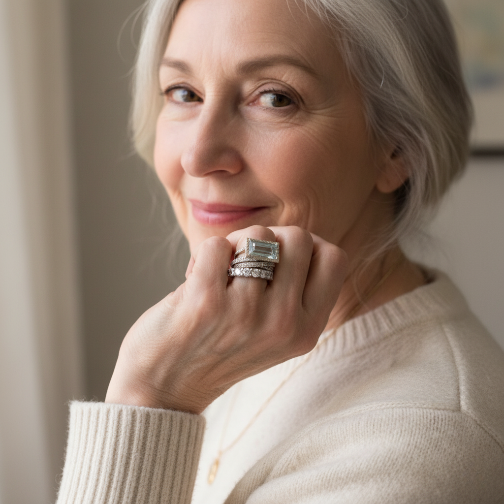Vintage Silver Ring with Turquoise Glass Stone