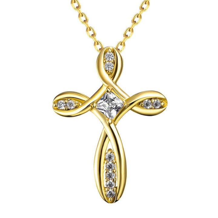 Zircon-Embellished Tied Cross Collar