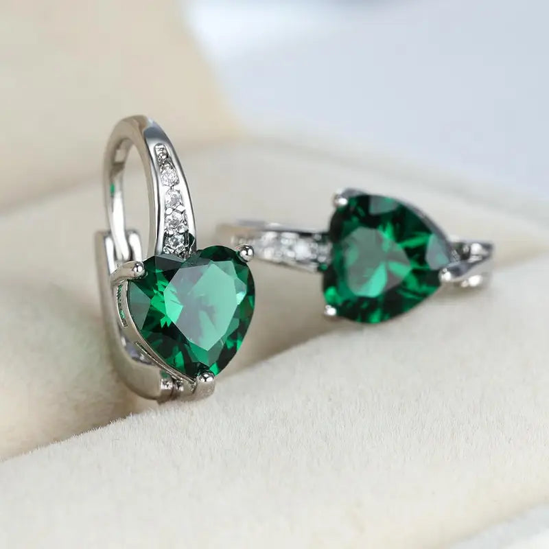 Emerald Heart Stone Earrings