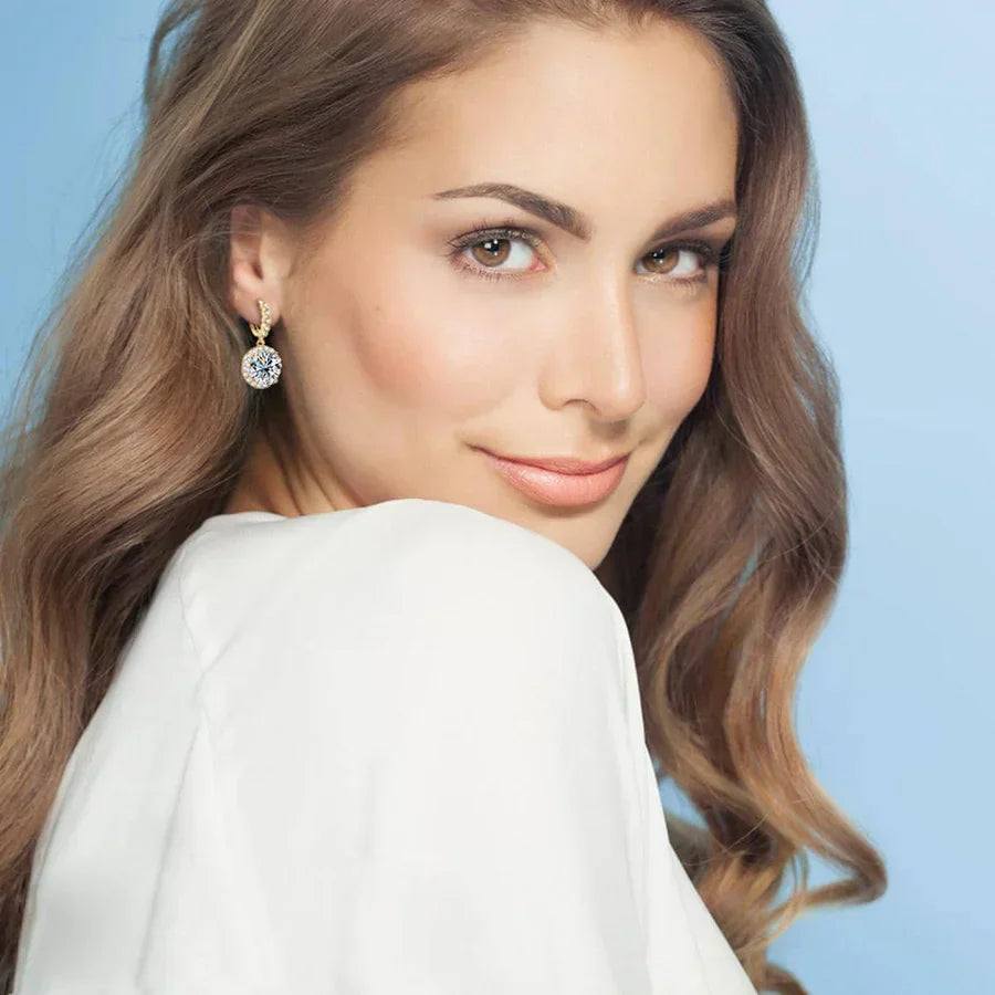 Moissanite Round Drop Earrings