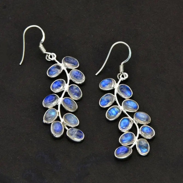 Radiant Moonstone Leaf Earrings