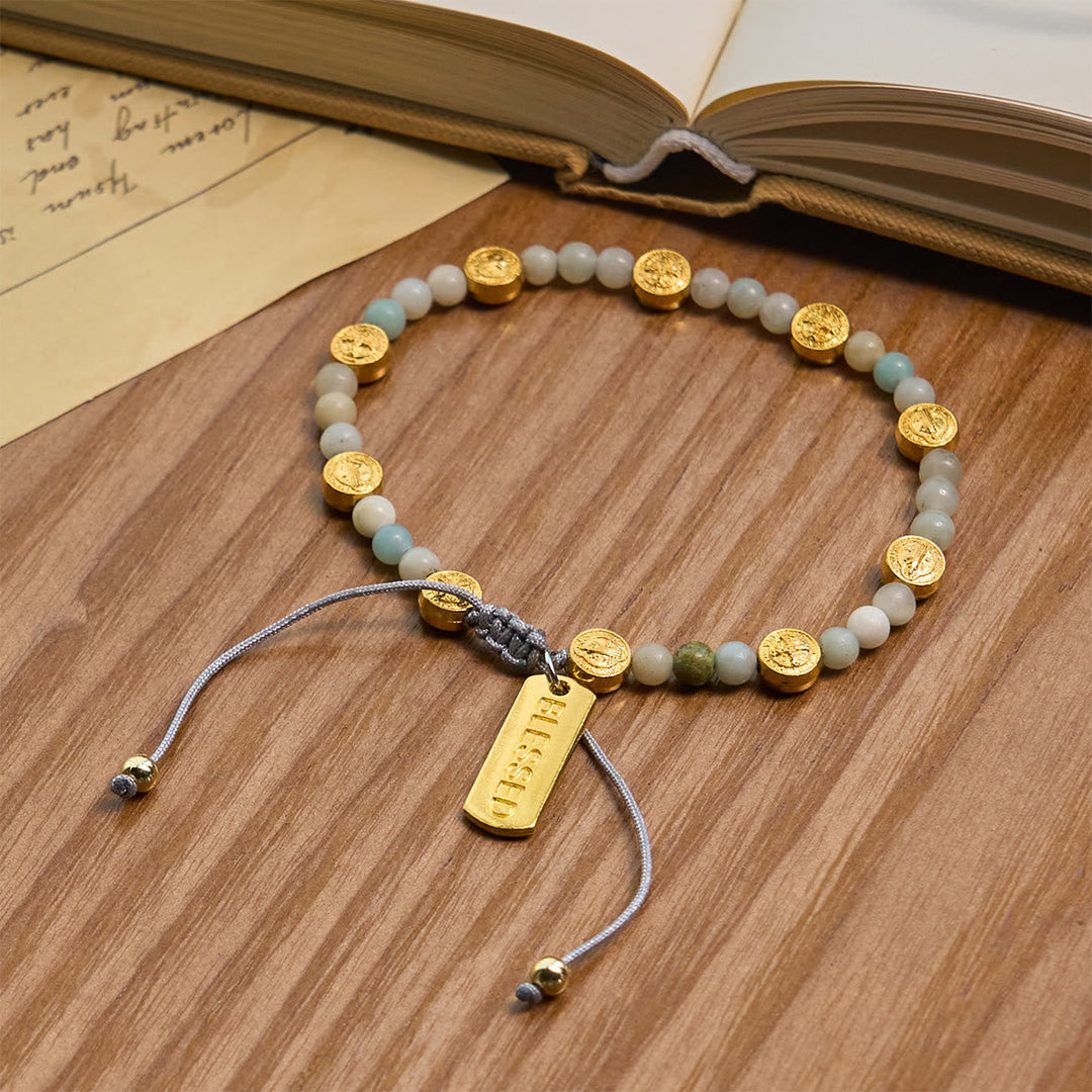 San Benito Blessing Anklet with Natural Stone Beads – Available in Two Colors