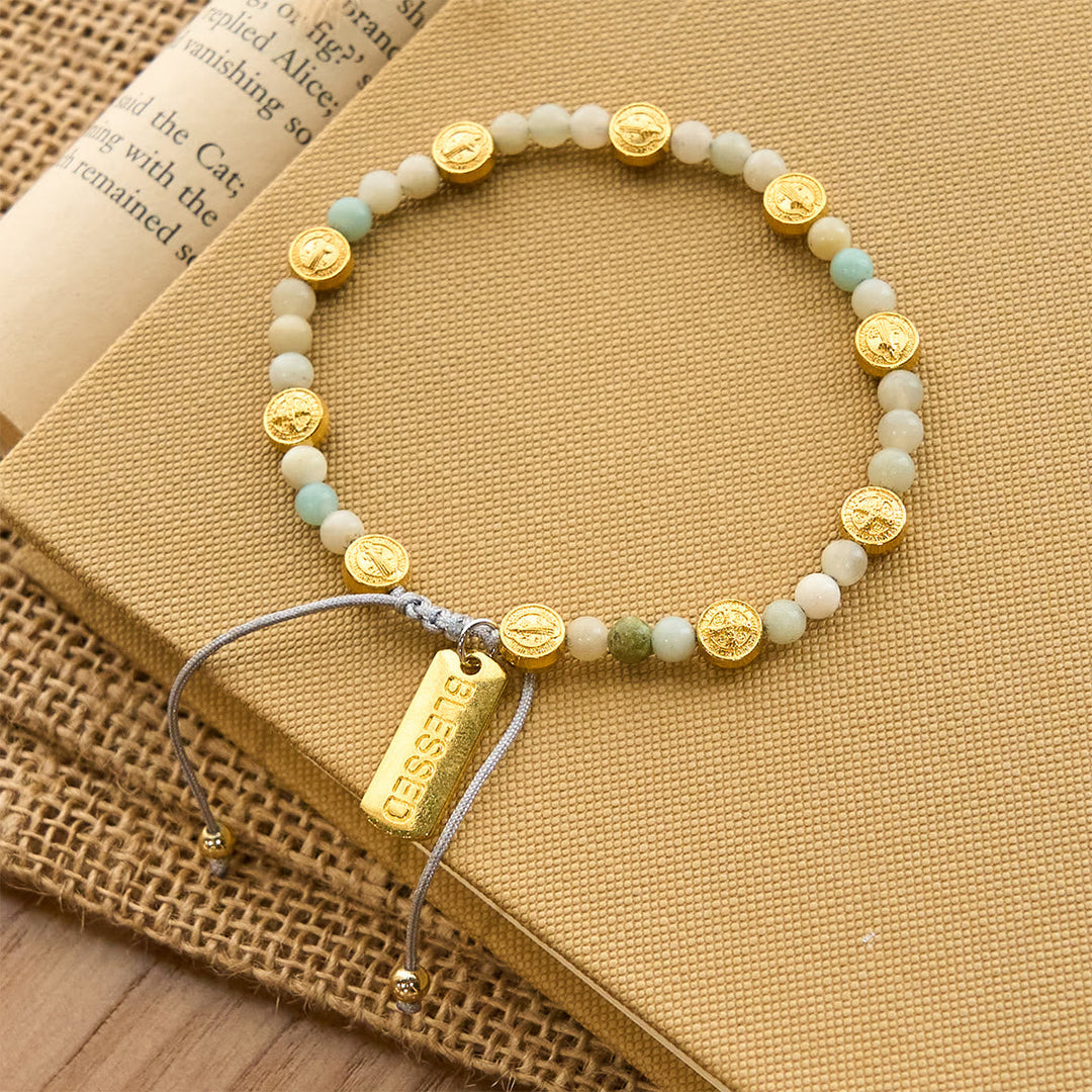 San Benito Blessing Anklet with Natural Stone Beads – Available in Two Colors