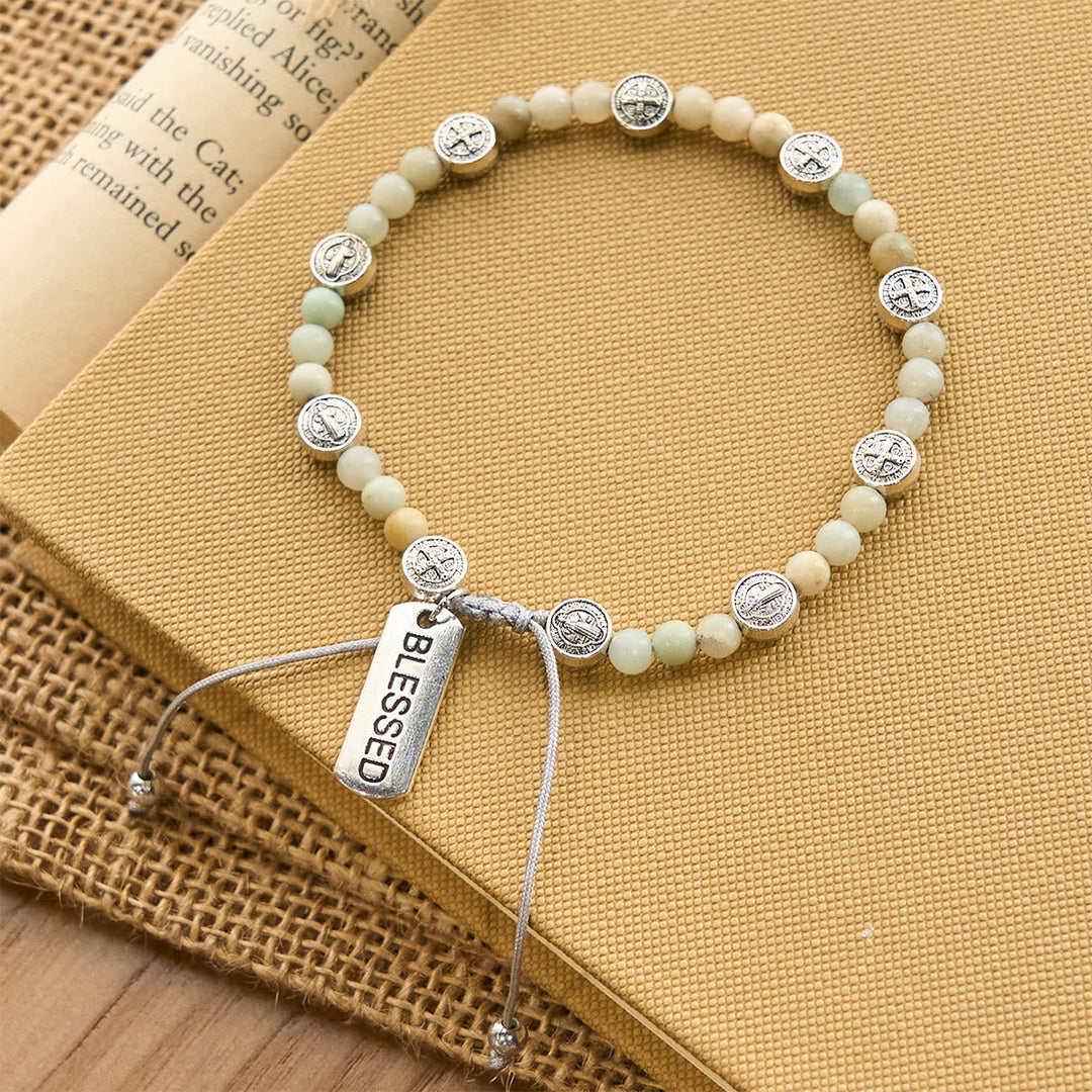 San Benito Blessing Anklet with Natural Stone Beads – Available in Two Colors