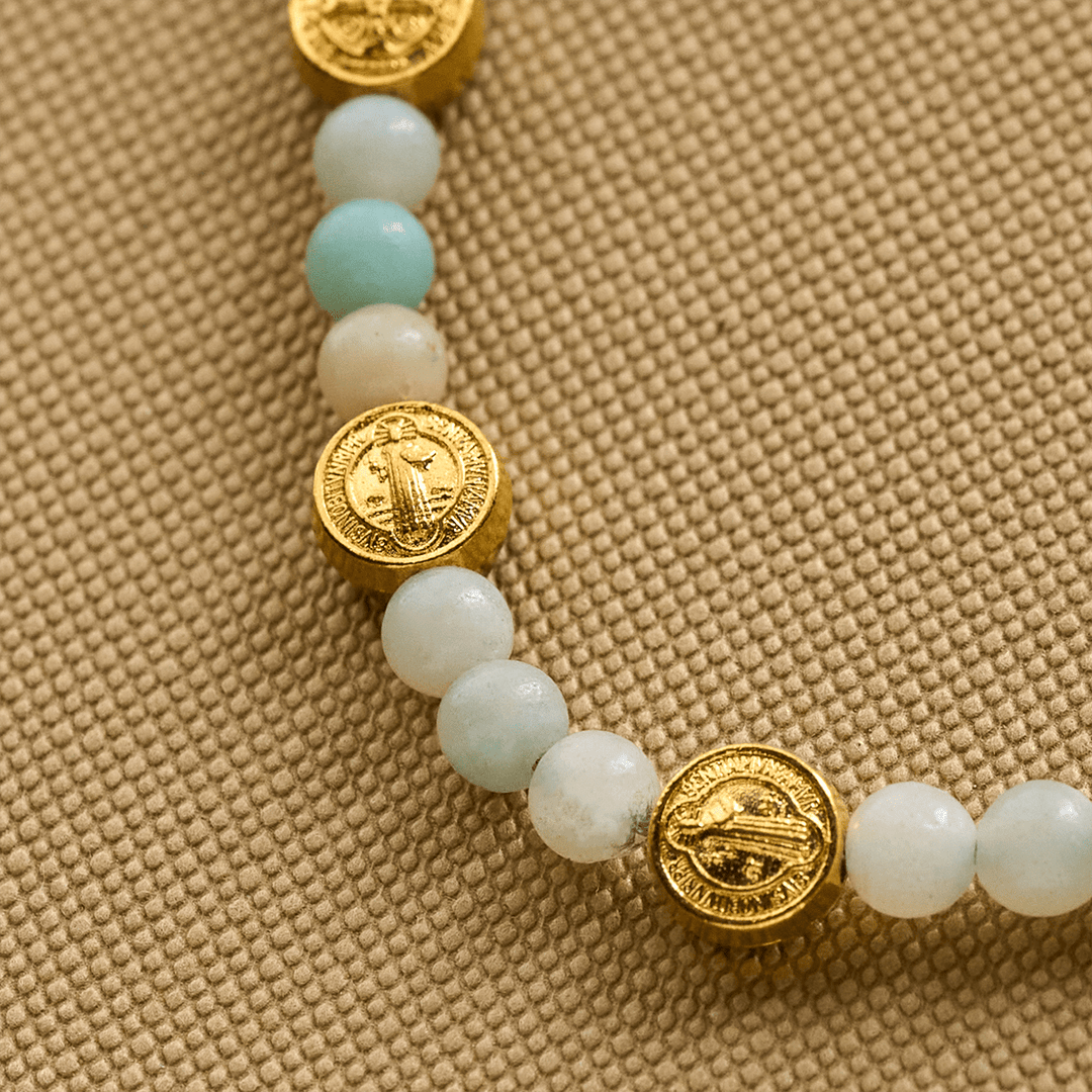 San Benito Blessing Anklet with Natural Stone Beads – Available in Two Colors