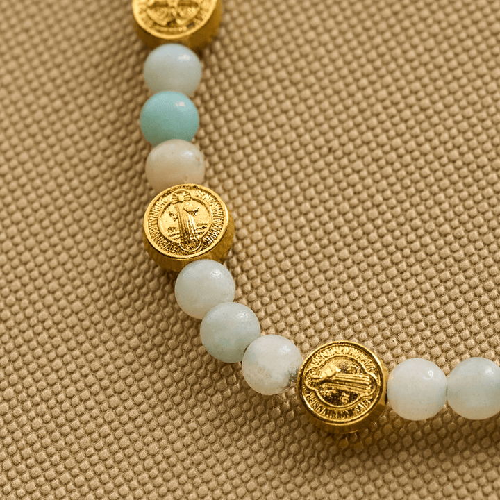 San Benito Blessing Anklet with Natural Stone Beads – Available in Two Colors