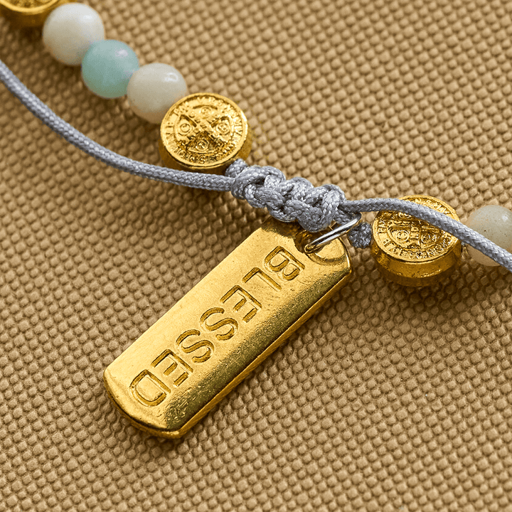 San Benito Blessing Anklet with Natural Stone Beads – Available in Two Colors