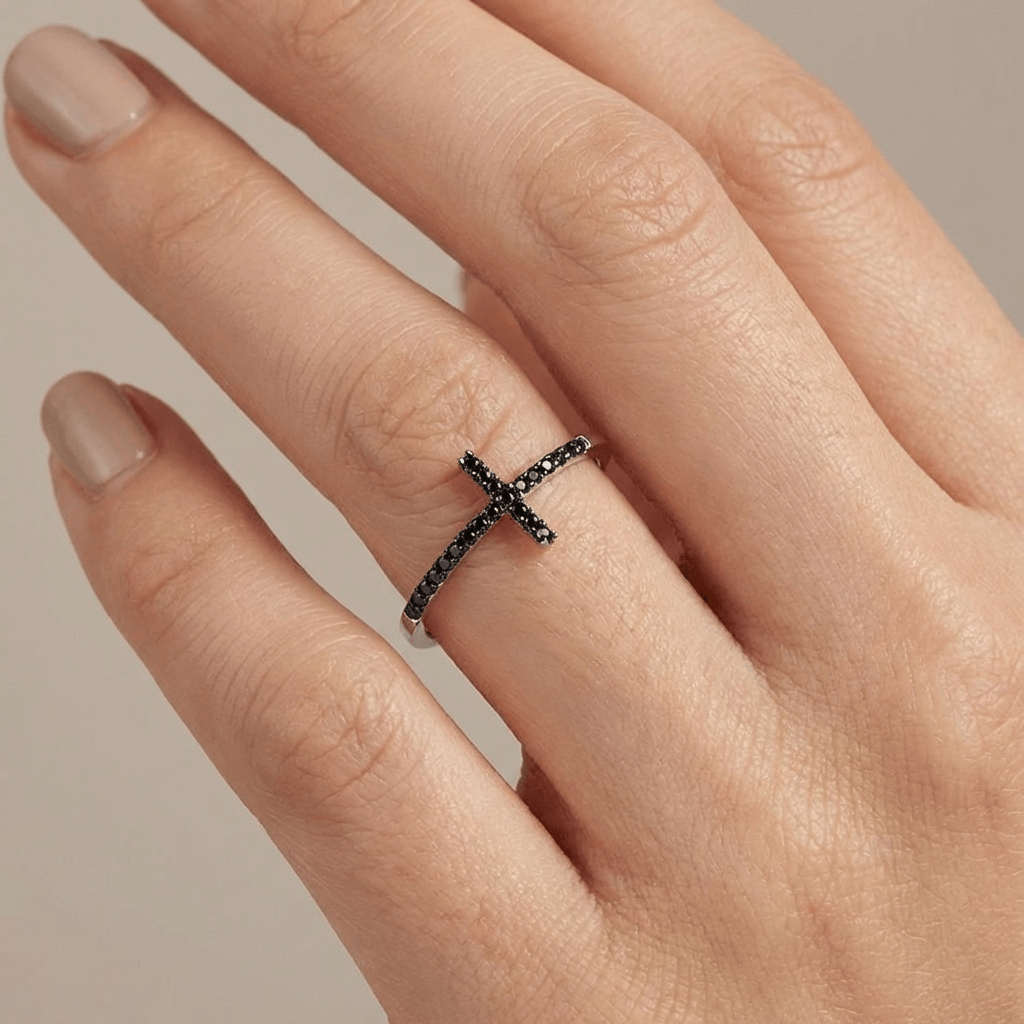Brilliant Silver Cross Ring