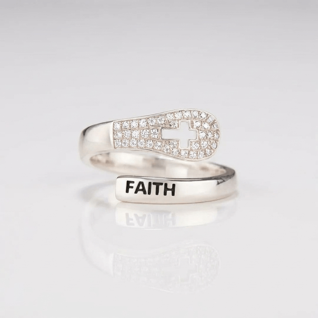 Silver Zirconium Cross Faith Ring