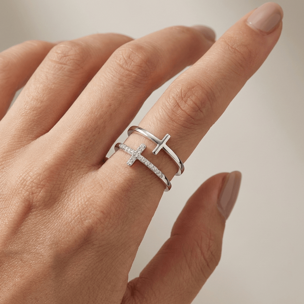 Adjustable Glory Double Cross Ring