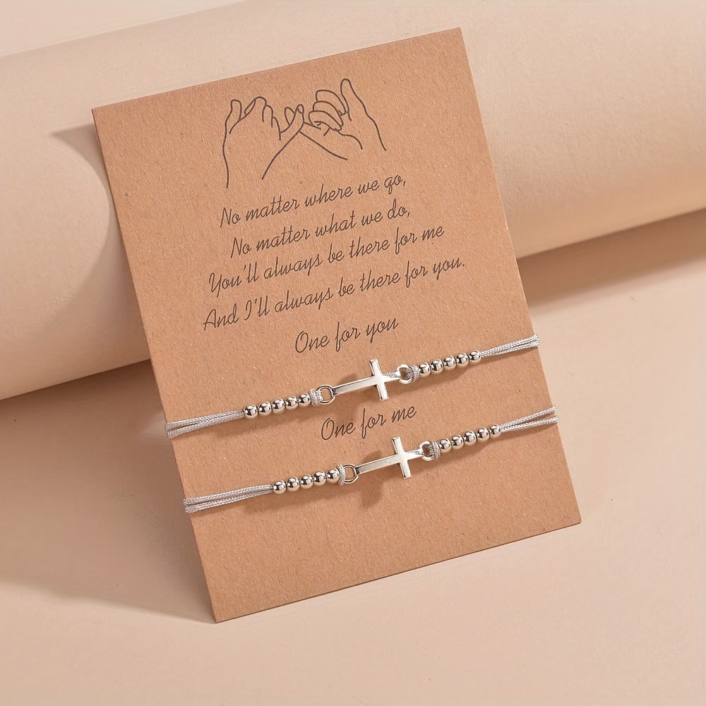 Faith & Love Woven Cross Bead Bracelet