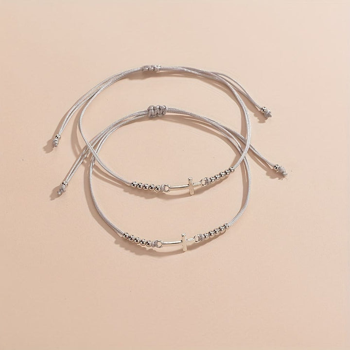 Faith & Love Woven Cross Bead Bracelet