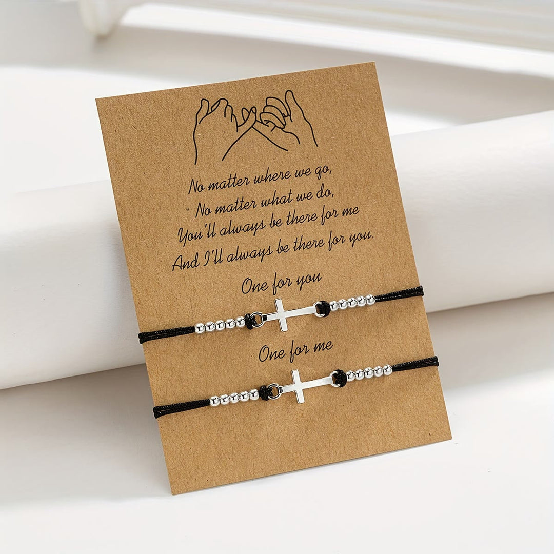 Faith & Love Woven Cross Bead Bracelet