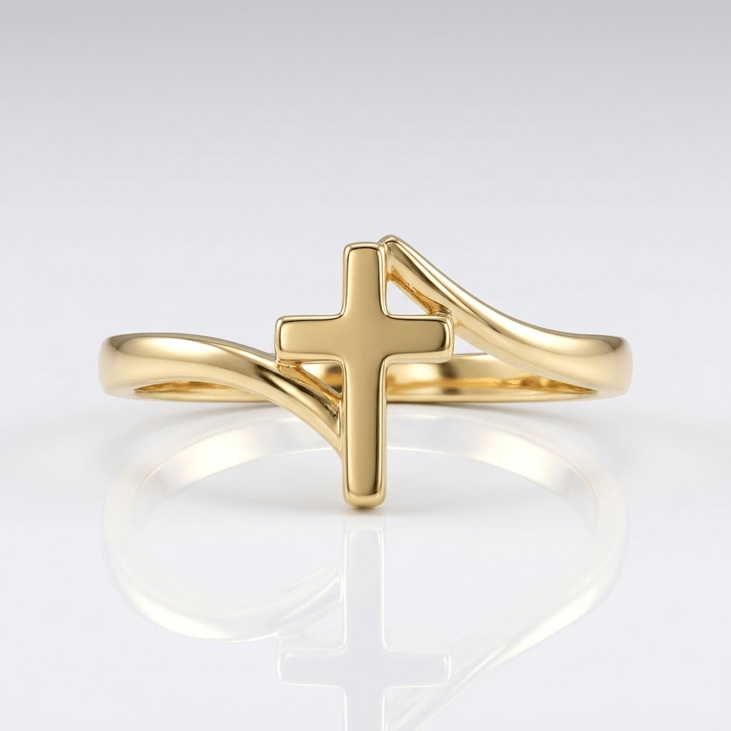 Adjustable Gold Star Cross Ring