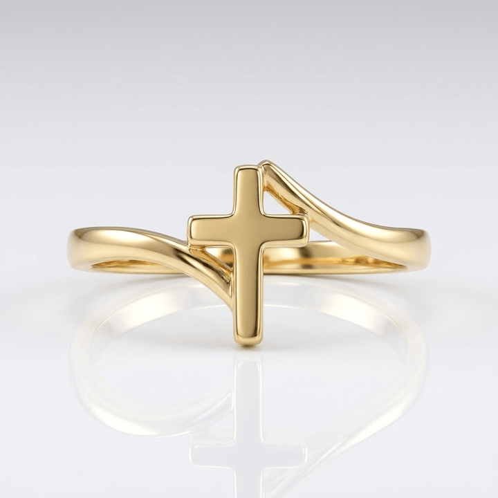 Adjustable Gold Star Cross Ring