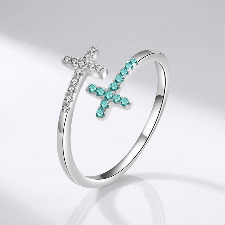Adjustable Blue Tiffany Cross with Zircon Stones