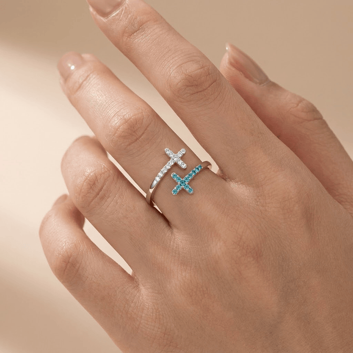 Adjustable Blue Tiffany Cross with Zircon Stones