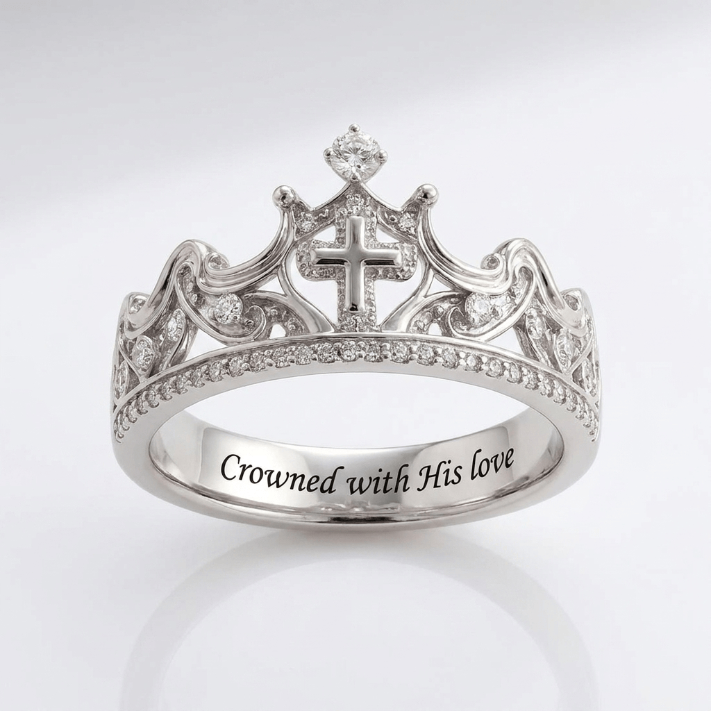 Love-Crowned Silver Ring