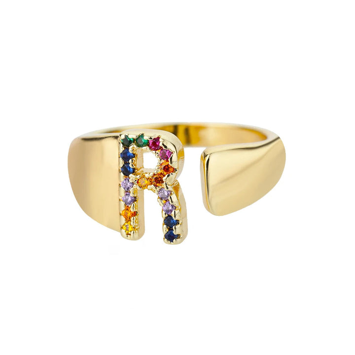 Adjustable Personalized Gold Letter Ring