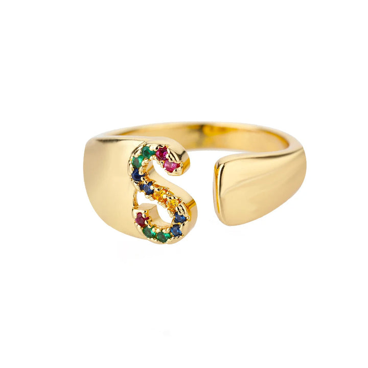 Adjustable Personalized Gold Letter Ring