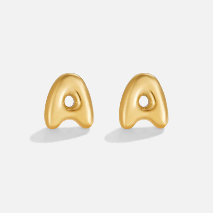 Bubble Letter Gold Earrings