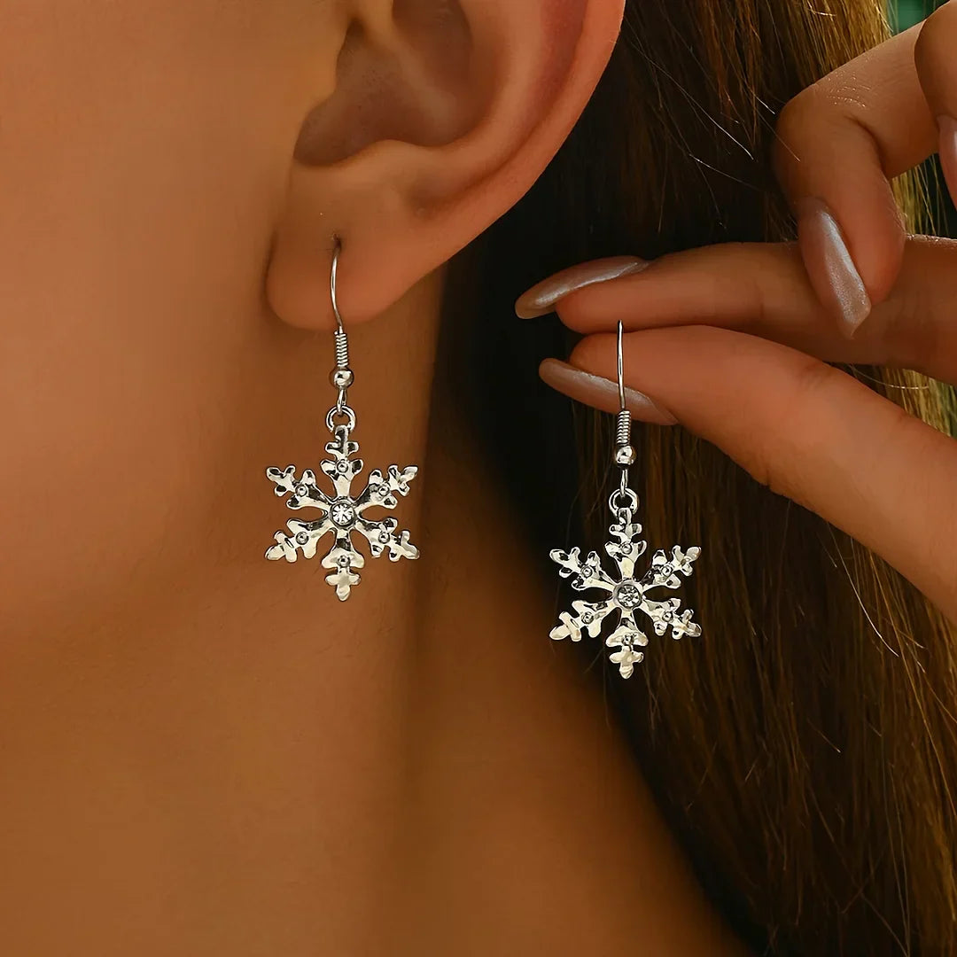 Chic Snowflake Drop Earrings for Christmas