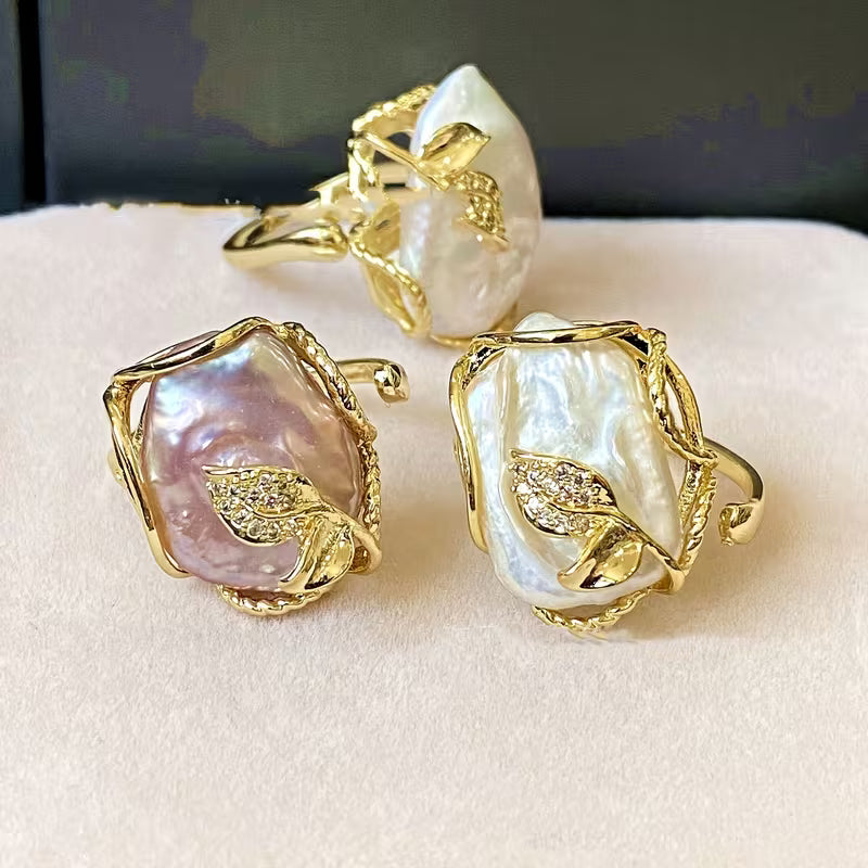 Natural Freshwater Pearl Engagement Ring" can be rewritten as "Freshwater Pearl Engagement Ring.