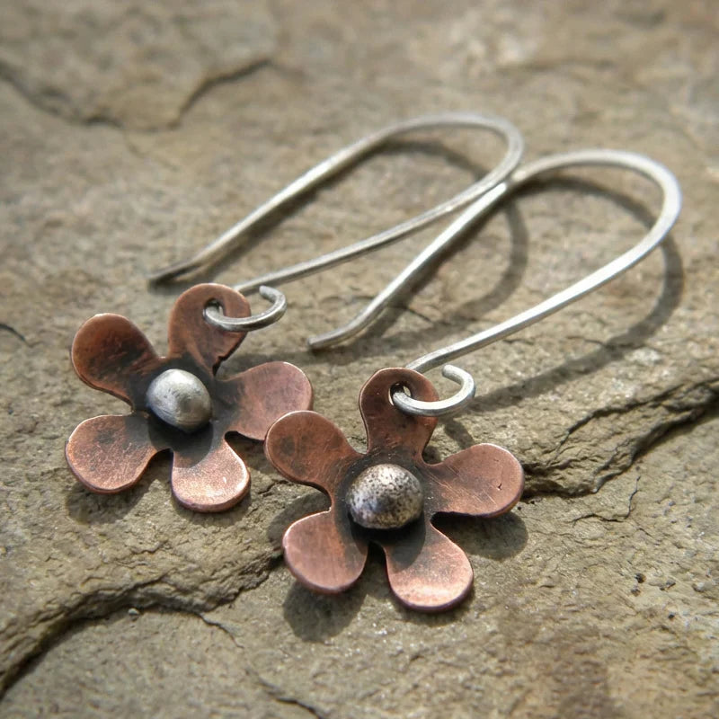 Vintage Floral Silver Earrings