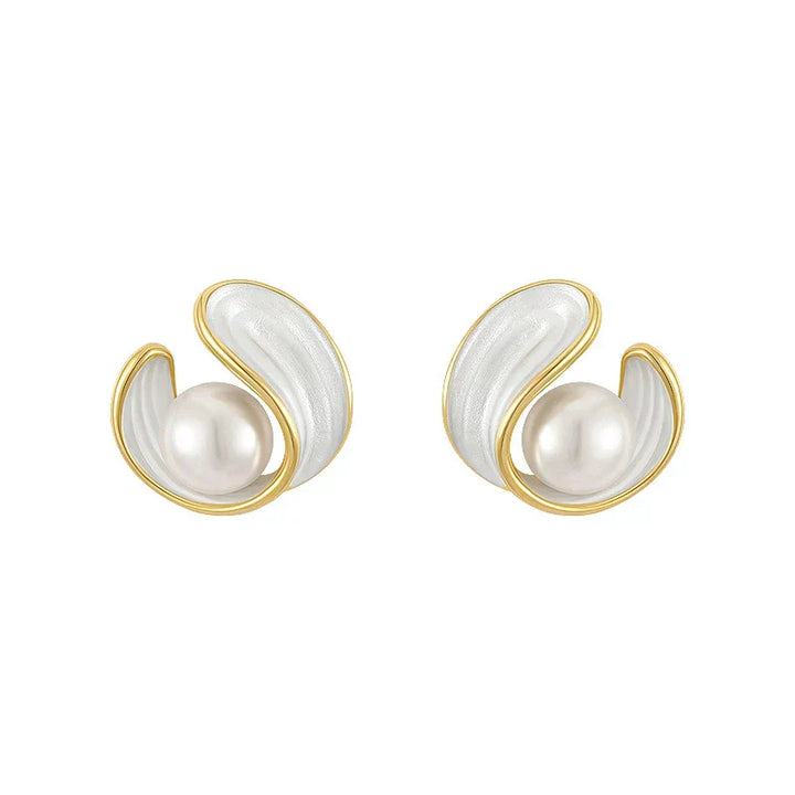 Gold Luxury White Opal and Pearl Earrings