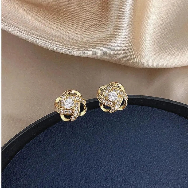 Spiral Floral Cross Earrings