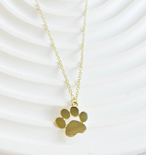 Gold Paw Print Pendant Necklace