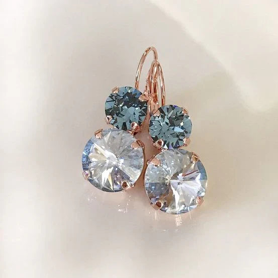 Vintage Blue and White Crystal Earrings