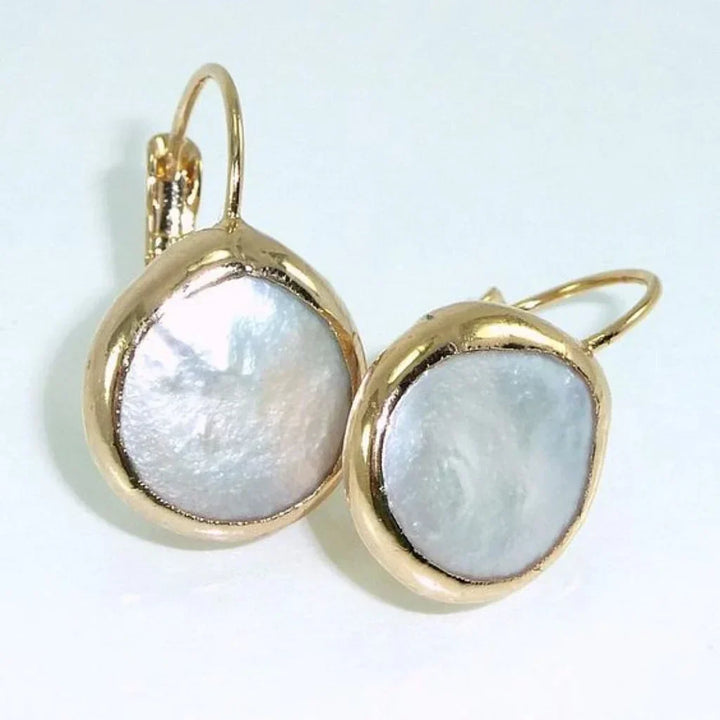 Vintage Gold Earrings with White Stone
