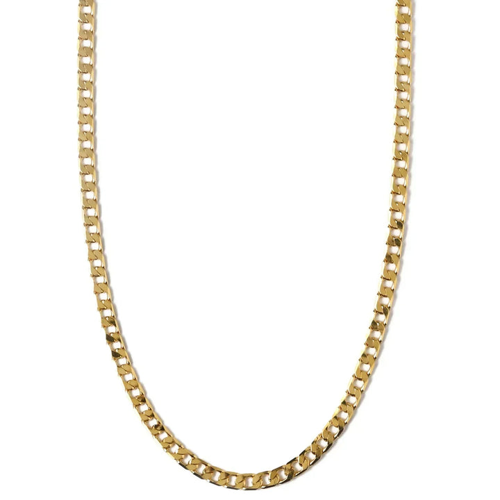 Gold Flat Curb Chain Necklace