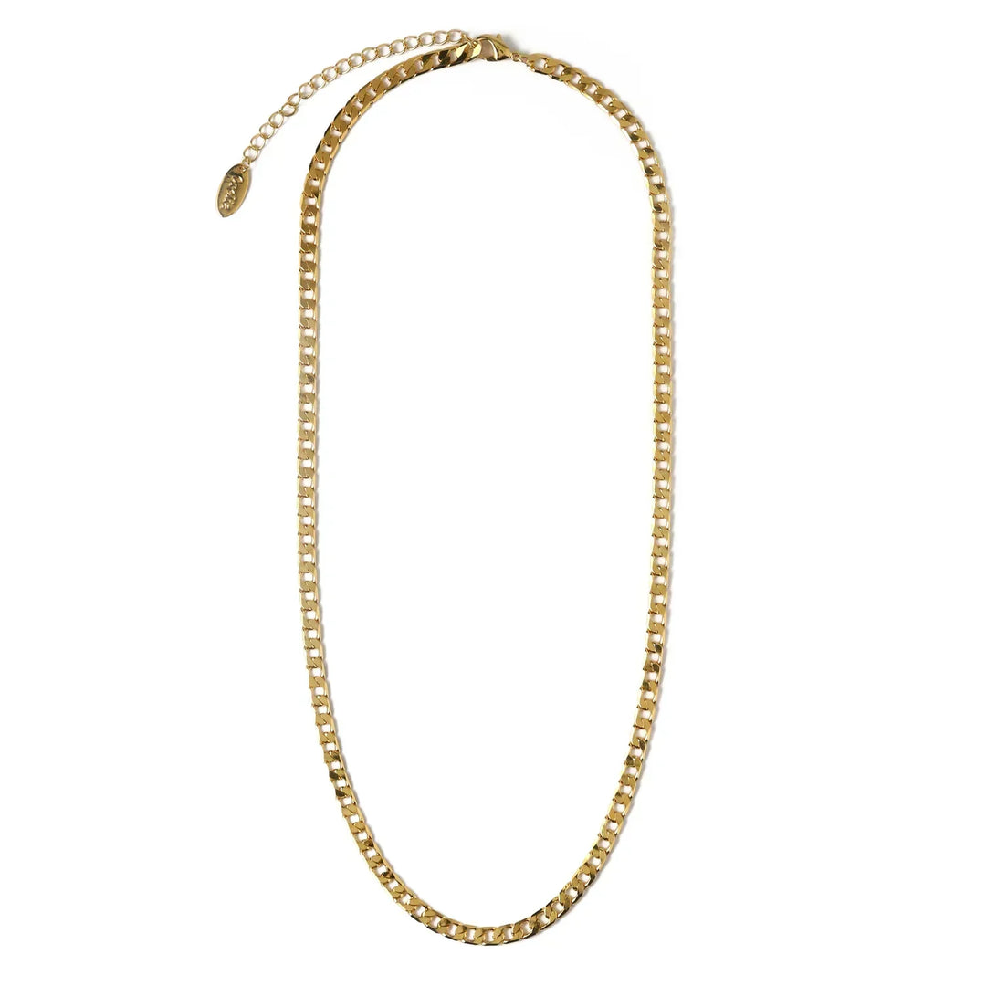 Gold Flat Curb Chain Necklace