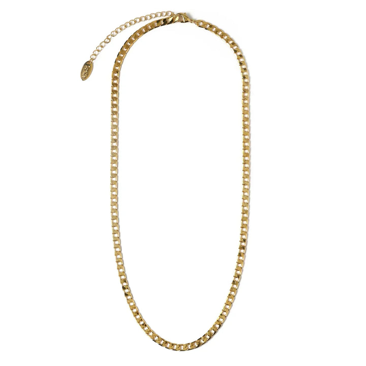 Gold Flat Curb Chain Necklace