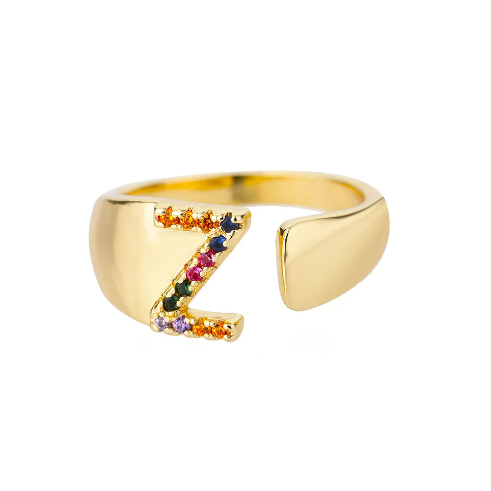 Adjustable Personalized Gold Letter Ring