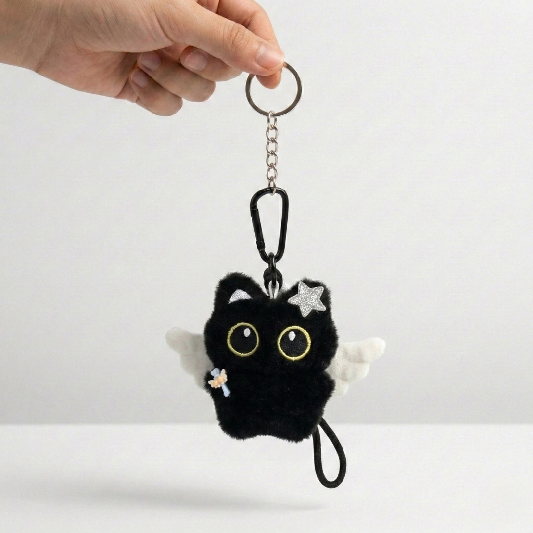 Charming Kitty Angel Star Keychain